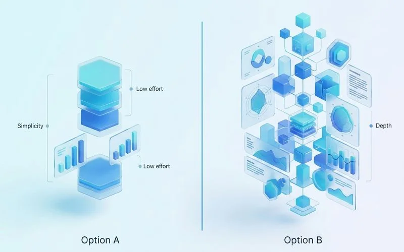 Brief-depth comparison chart, editorial style