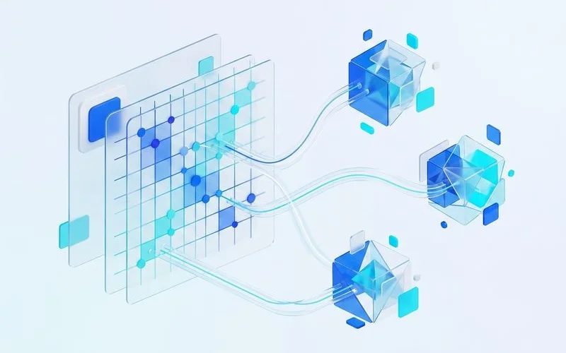 Cluster derivation diagram from entity overlap matrix, tech-modern infographic