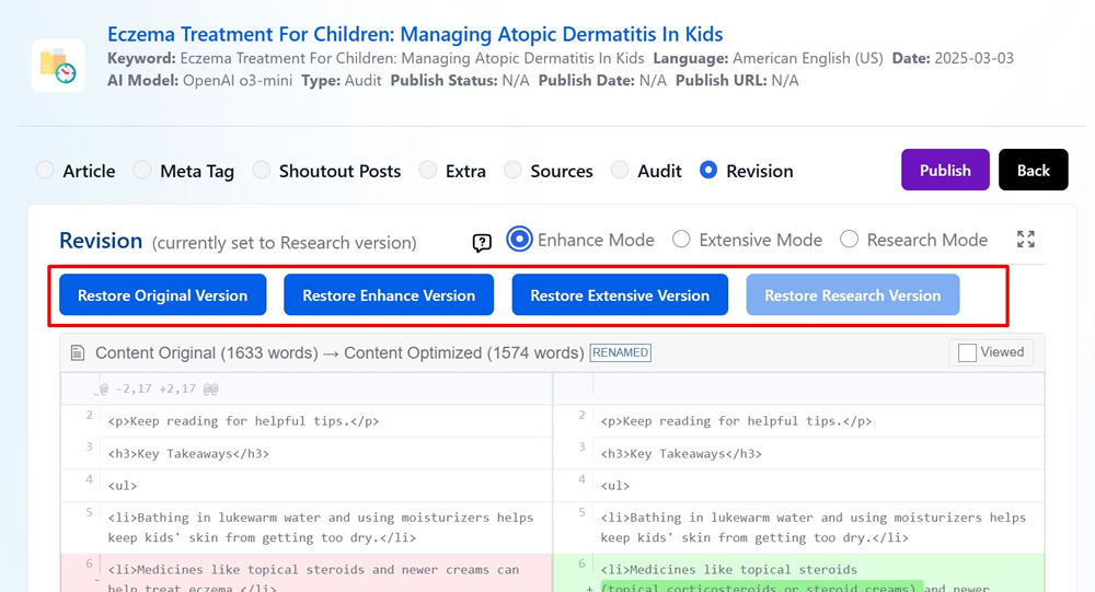 Comparing Enhance, Extensive, and Research modes in G-Smart Optimizer